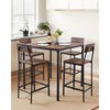 VEVOR Bar Table, 5PCS 35″ Bars Tables Set, Bar Tables and Chair Set with Rounded Edge Design, Square Pub Table with Four Stools for Living Room, Dining Room, Kitchen, Walnut Color, Black
