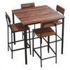 VEVOR Bar Table, 5PCS 35″ Bars Tables Set, Bar Tables and Chair Set with Rounded Edge Design, Square Pub Table with Four Stools for Living Room, Dining Room, Kitchen, Walnut Color, Black
