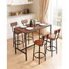 VEVOR Bar Table, 5PCS 47″ Bars Tables Set, Bar Tables and Chair Set with Rounded Edge Design, Rectangular Pub Table with Four Stools for Living Room, Dining Room, Kitchen, Walnut Color, Black