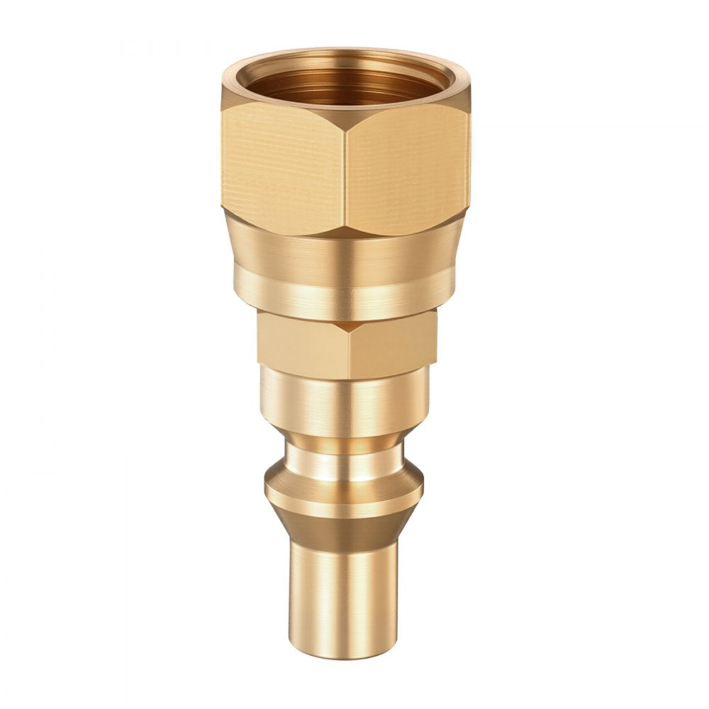 VEVOR RV Propane Quick Connect Fitting Adapter Valve, 7 Pieces, 1/4-Inch Male NPT Full Flow Plug & 3/8-Inch Male Flare Quick Kit for Low Pressure Gas Appliances and RV Propane Quick Connections
