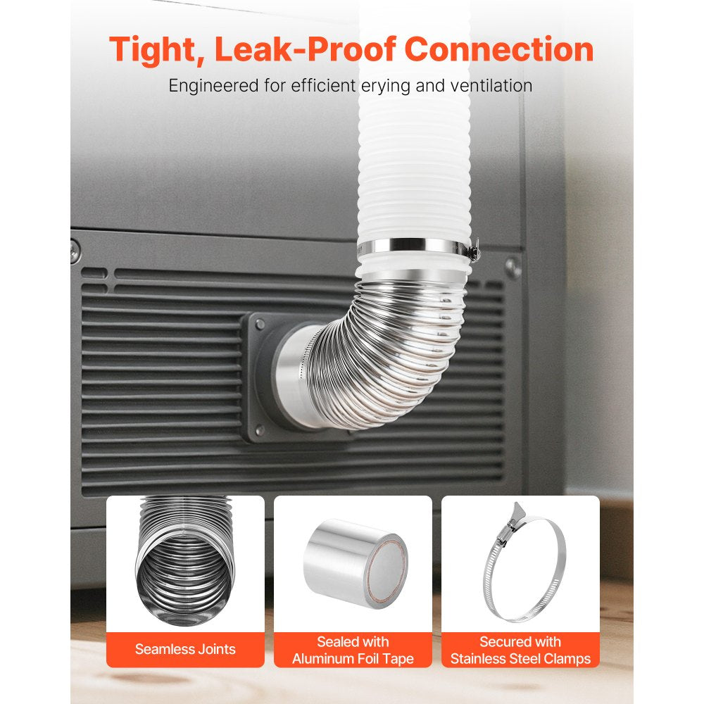 VEVOR 2 Pack Dryer Vent Elbow, 90 Degree Hose Connector Kit for 4 Inch Duct, Stainless Steel Vent Elbows with 4 Clamps and Aluminum Foil Tape, for HVAC Ducts, Pipes, and Ductworks at Tight Space