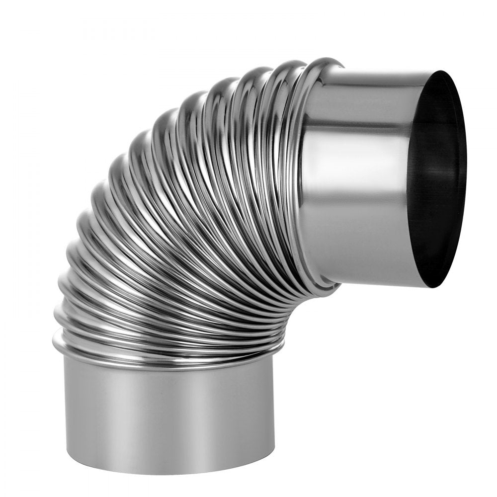 VEVOR 2 Pack Dryer Vent Elbow, 90 Degree Hose Connector Kit for 4 Inch Duct, Stainless Steel Vent Elbows with 4 Clamps and Aluminum Foil Tape, for HVAC Ducts, Pipes, and Ductworks at Tight Space