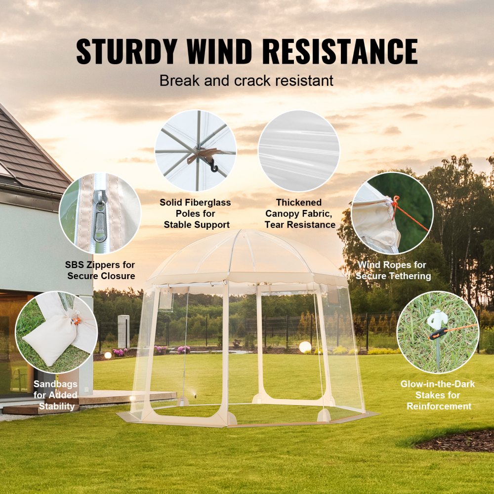 VEVOR Sports Tent, 4-8 People, Instant Pop-Up Tent Shelter Weatherproof Pod, Outdoor Bubble Clear View Tent, Climate Canopy Shelter for Soccer, Football, Softball & Other Sporting Events and Parades
