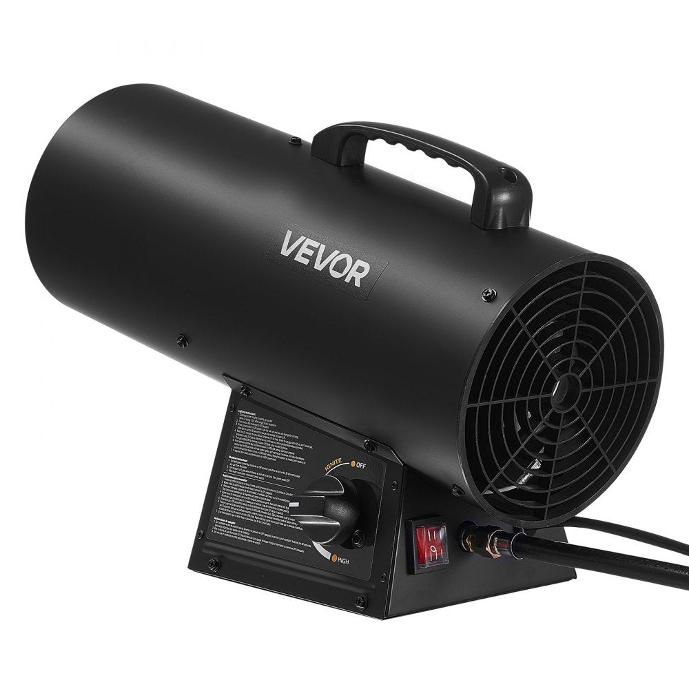 VEVOR Propane Heater, 60000BTU Forced Air Propane Heater with Stepless Temp Settings & security Protection, Portable Garage/Shop Barrel Heater for Garages, Job Sites,Indoor/Outdoor