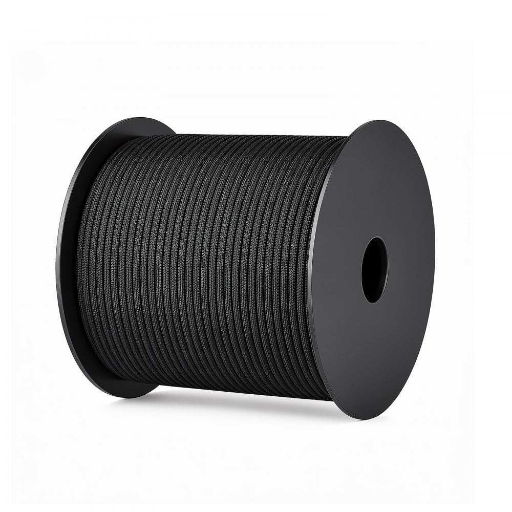 VEVOR Paracord Rope 5/32 in x 200 ft Nylon Parachute Cord 550 Tactical, Survival Cord, Heavy Duty 7 Strand, 600 lbs High Breaking Strength, Utility Rope, for Outdoor Camping & Bracelets, Black