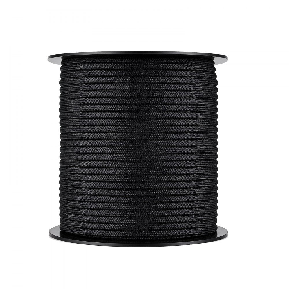 VEVOR Paracord Rope 5/32 in x 200 ft Nylon Parachute Cord 550 Tactical, Survival Cord, Heavy Duty 7 Strand, 600 lbs High Breaking Strength, Utility Rope, for Outdoor Camping & Bracelets, Black