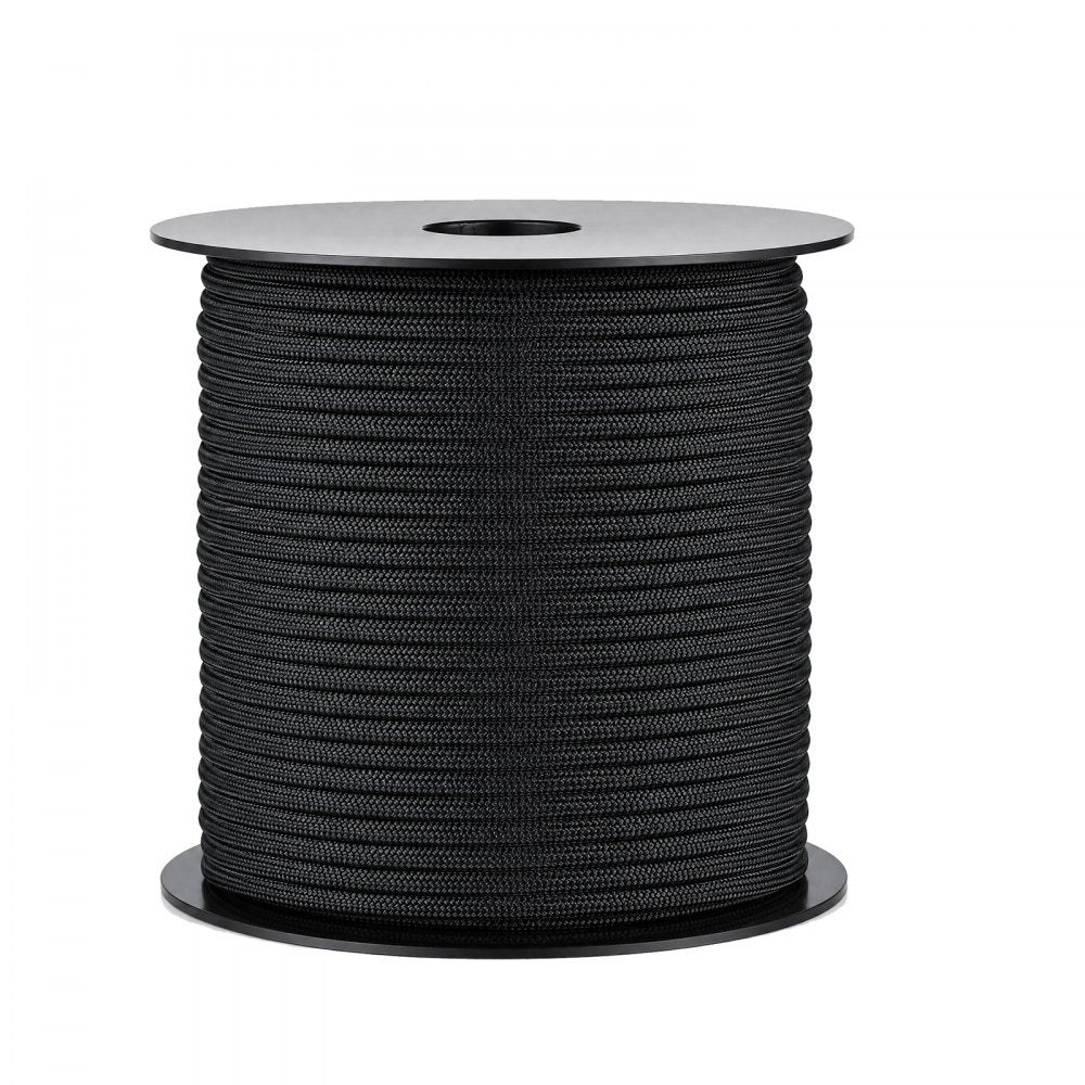 VEVOR Paracord Rope 5/32 in x 200 ft Nylon Parachute Cord 550 Tactical, Survival Cord, Heavy Duty 7 Strand, 600 lbs High Breaking Strength, Utility Rope, for Outdoor Camping & Bracelets, Black