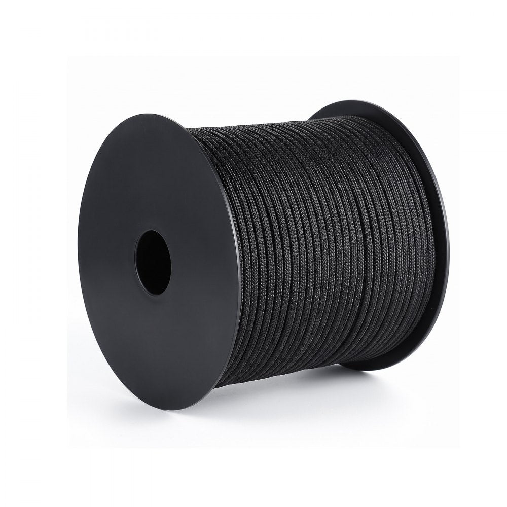 VEVOR Paracord Rope 5/32 in x 200 ft Nylon Parachute Cord 550 Tactical, Survival Cord, Heavy Duty 7 Strand, 600 lbs High Breaking Strength, Utility Rope, for Outdoor Camping & Bracelets, Black