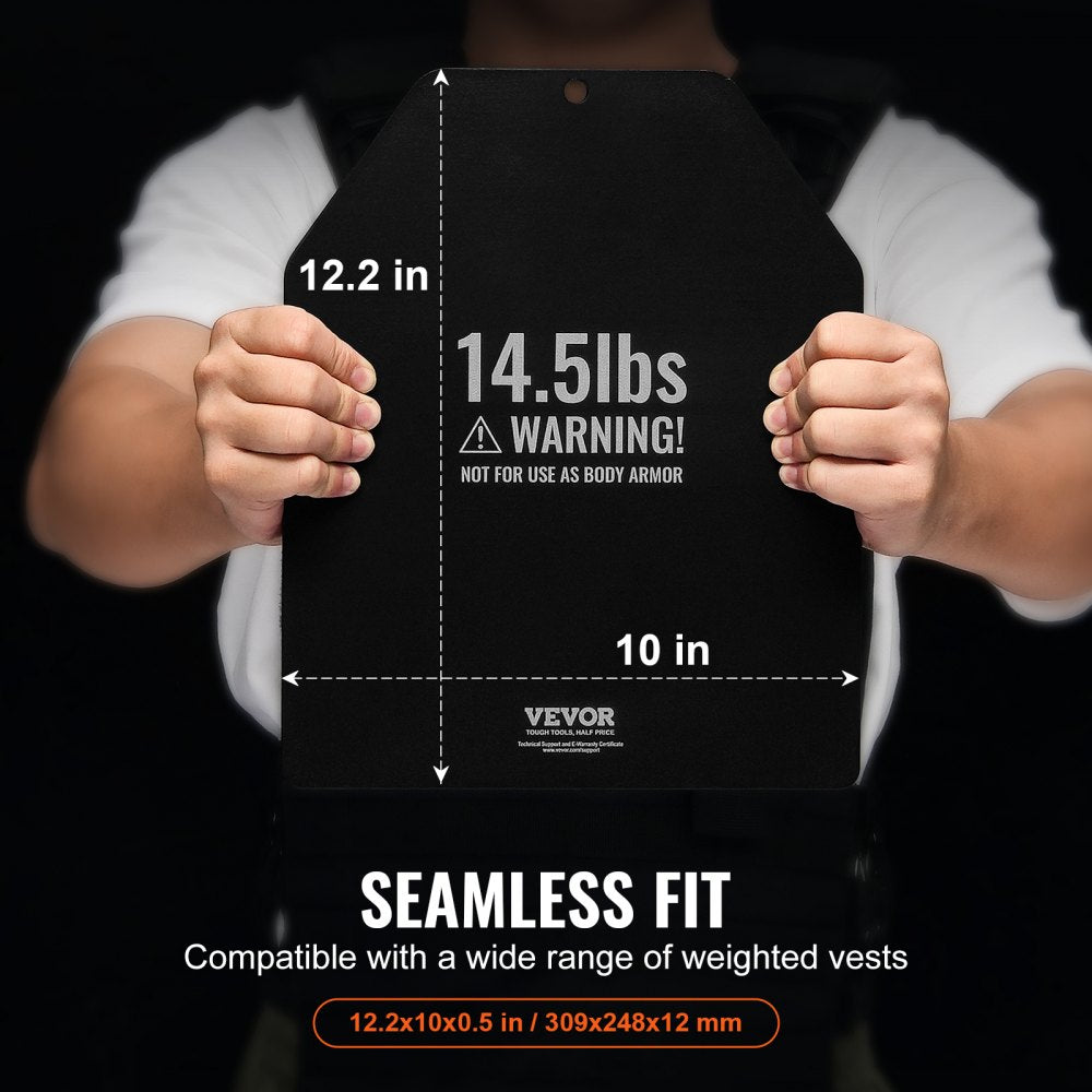 VEVOR Weight Vest Plates, 14.5 LB Pairs, Premium Steel Weighted plates, Contoured Ergonomic Fit – WODs, Additional Weight for Weight Vests, for Strength Training, Running, Fitness, Heavy Workouts