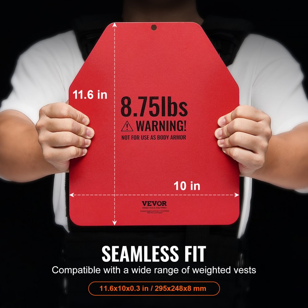 VEVOR Weight Vest Plates, 8.75 LB Pairs, Premium Steel Weighted plates, Contoured Ergonomic Fit – WODs, Additional Weight for Weight Vests, for Strength Training, Running, Fitness, Heavy Workouts