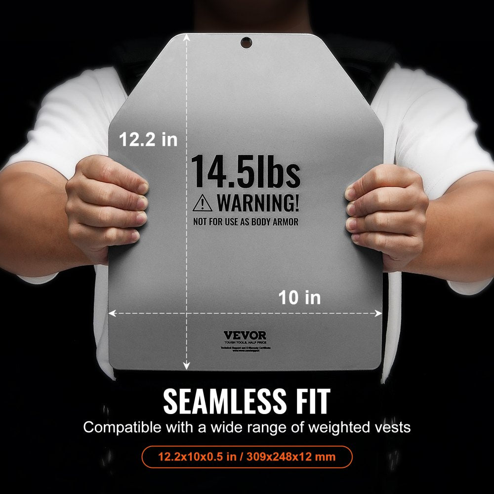 VEVOR Curved Weight Vest Plates, 14.5 LB Pairs, Premium Steel Weighted plates, Contoured Ergonomic Fit – WODs, Additional Weight for Weight Vests, for Strength Training, Running, Heavy Workouts