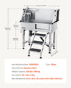 Dimensions and specs graphic for 34 inch dog wash station