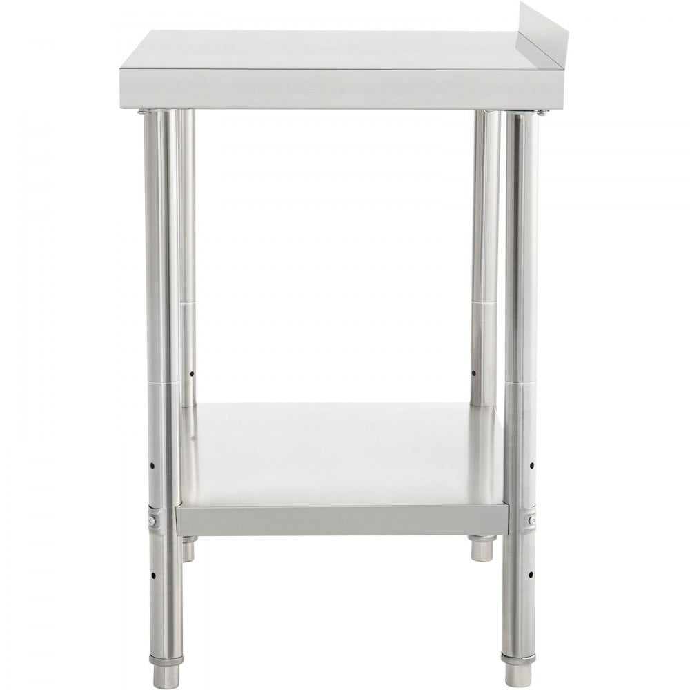 VEVOR Stainless Steel Prep Table, 36 x 24 x 35 Inch, 440lbs Load Capacity Heavy Duty Metal Worktable with Backsplash and Adjustable Undershelf, Commercial Workstation for Kitchen Restaurant