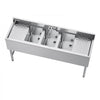 VEVOR 3 Compartment Sink, 18-Gauge 304 Stainless Steel, 10" x 14" x 10" Bowl Size, 3 Bay Commercial Under Bar Sink with Double Drainboard and Backsplash for Kitchen, Restaurant, Food Truck & Home Use