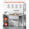 VEVOR 3 Compartment Sink, 18-Gauge 304 Stainless Steel, 10" x 14" x 10" Bowl Size, 3 Bay Commercial Kitchen Prep & Utility Sink with 2 Drainboards and Backsplash for Restaurant, Food Truck & Home Use