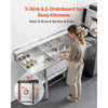 VEVOR 3 Compartment Sink, 18-Gauge 304 Stainless Steel, 10" x 14" x 10" Bowl Size, 3 Bay Commercial Kitchen Prep & Utility Sink with 2 Drainboards and Backsplash for Restaurant, Food Truck & Home Use