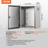 VEVOR Steel Electrical Box, 16"x 12"x 6", 304 Stainless Steel Electrical Enclosure Box, Wall-Mounted Outdoor Electrical Electronic Equipment Enclosure with Mounting Plate Hinges Lock, IP66 Waterproof