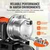 VEVOR 1.6 HP Shallow Well Pump with Pressure Tank, 1320 GPH, Automatic Irrigation Water Booster Pump with 5-Gal Pressure Tank 30/50 PSI Pressure Switch, Stainless Steel Pump Head for Home Garden Lawn