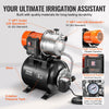 VEVOR 1.6 HP Shallow Well Pump with Pressure Tank, 1320 GPH, Automatic Irrigation Water Booster Pump with 5-Gal Pressure Tank 30/50 PSI Pressure Switch, Stainless Steel Pump Head for Home Garden Lawn
