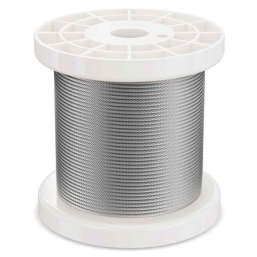 VEVOR Wire Rope Kit, 1/16" 330 ft 304 Stainless Steel Cable with 80 Sleeves and 20 Thimbles, 450 lbs Breaking Strength, 7x7 Strands Marine Aircraft Grade for Handrail Stair Decking Fence Outdoors
