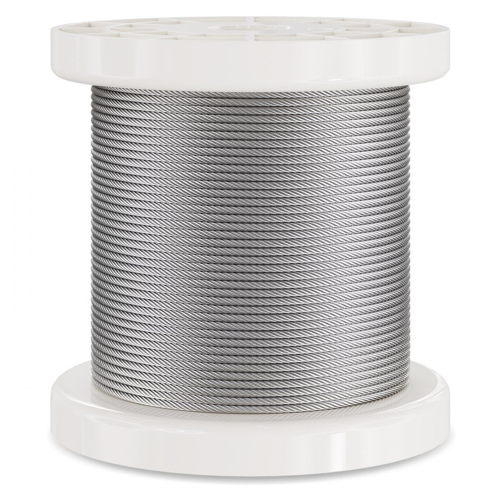 VEVOR Wire Rope Kit, 1/16" 330 ft 304 Stainless Steel Cable with 80 Sleeves and 20 Thimbles, 450 lbs Breaking Strength, 7x7 Strands Marine Aircraft Grade for Handrail Stair Decking Fence Outdoors