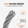 VEVOR Wire Rope Kit, 1/8" 100 ft 304 Stainless Steel Cable with 124 Accessories, 1600 lbs Breaking Strength, 7x7 Strands Construction Marine Aircraft Grade for Handrail Stair Decking Fence Outdoors
