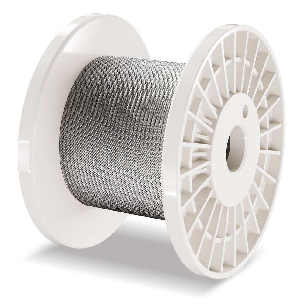 VEVOR Wire Rope Kit, 1/8" 100 ft 304 Stainless Steel Cable with 124 Accessories, 1600 lbs Breaking Strength, 7x7 Strands Construction Marine Aircraft Grade for Handrail Stair Decking Fence Outdoors
