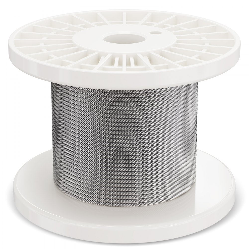 VEVOR Wire Rope Kit, 1/8" 100 ft 304 Stainless Steel Cable with 124 Accessories, 1600 lbs Breaking Strength, 7x7 Strands Construction Marine Aircraft Grade for Handrail Stair Decking Fence Outdoors