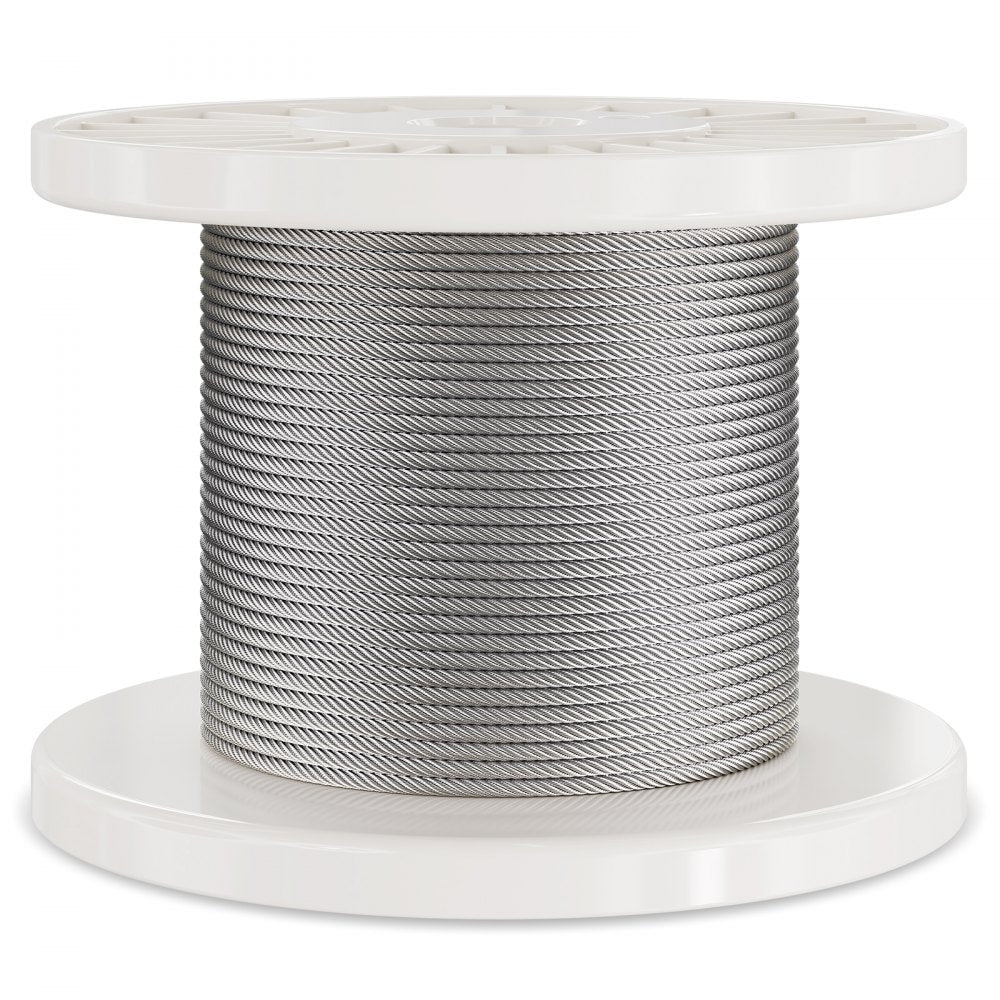 VEVOR Wire Rope Kit, 1/8" 100 ft 304 Stainless Steel Cable with 124 Accessories, 1600 lbs Breaking Strength, 7x7 Strands Construction Marine Aircraft Grade for Handrail Stair Decking Fence Outdoors