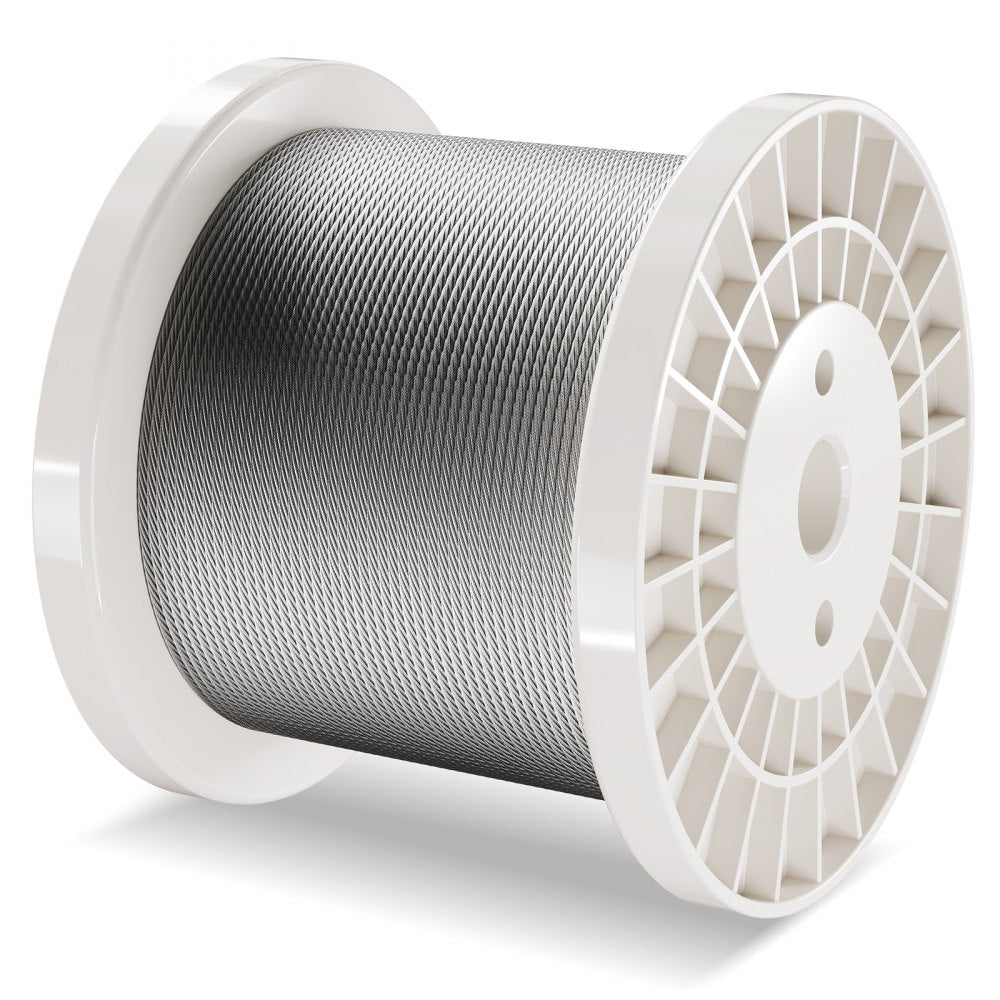 VEVOR Wire Rope Kit, 1/8" 600 ft 316 Stainless Steel Cable with Cutter and Gloves, 1600 lbs Breaking Strength, 7x7 Strands Construction Marine Aircraft Grade for Handrail Stair Decking Fence Outdoors