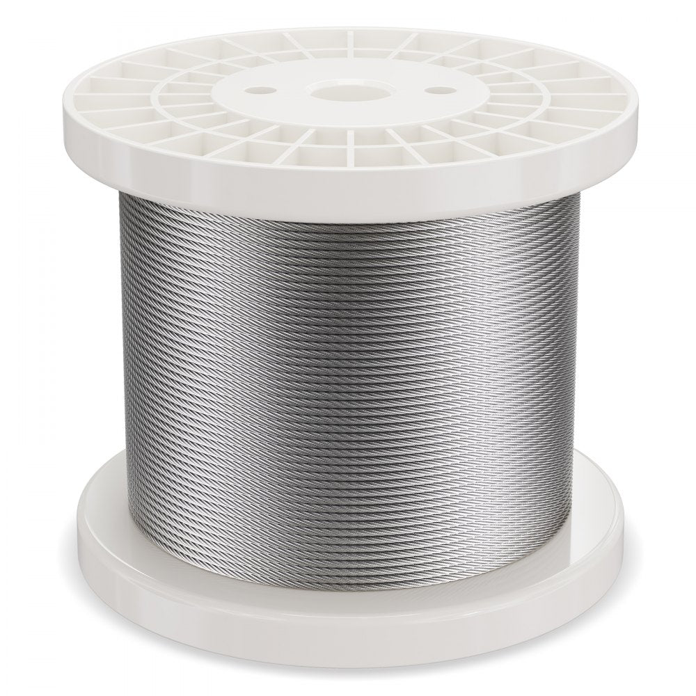 VEVOR Wire Rope Kit, 1/8" 600 ft 316 Stainless Steel Cable with Cutter and Gloves, 1600 lbs Breaking Strength, 7x7 Strands Construction Marine Aircraft Grade for Handrail Stair Decking Fence Outdoors