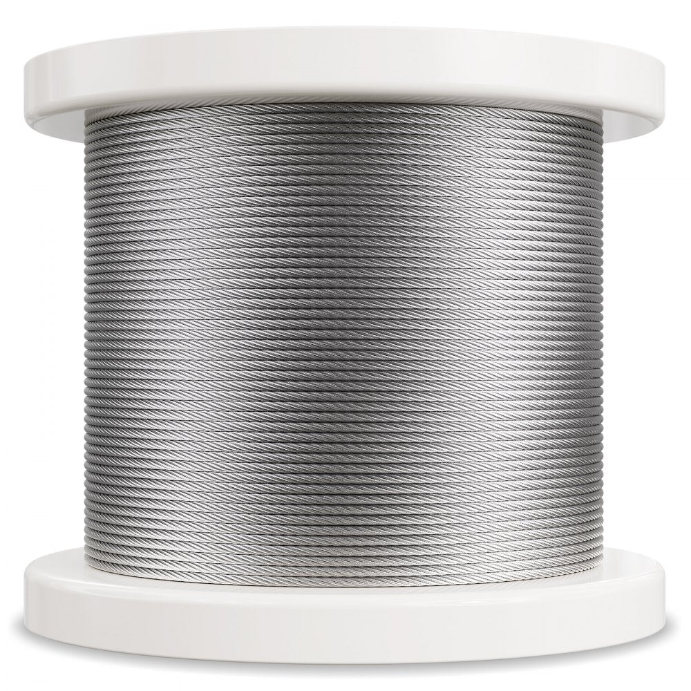 VEVOR Wire Rope Kit, 1/8" 600 ft 316 Stainless Steel Cable with Cutter and Gloves, 1600 lbs Breaking Strength, 7x7 Strands Construction Marine Aircraft Grade for Handrail Stair Decking Fence Outdoors