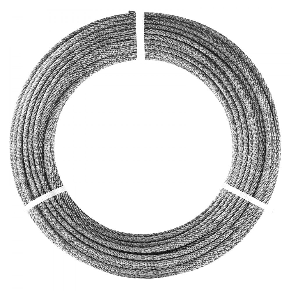VEVOR Wire Rope Kit, 1/8" 100 ft 316 Stainless Steel Cable with 20 Sleeves and 10 Thimbles, 1600 lbs Breaking Strength, 7x7 Strands Marine Aircraft Grade for Handrail Stair Decking Fence Outdoors