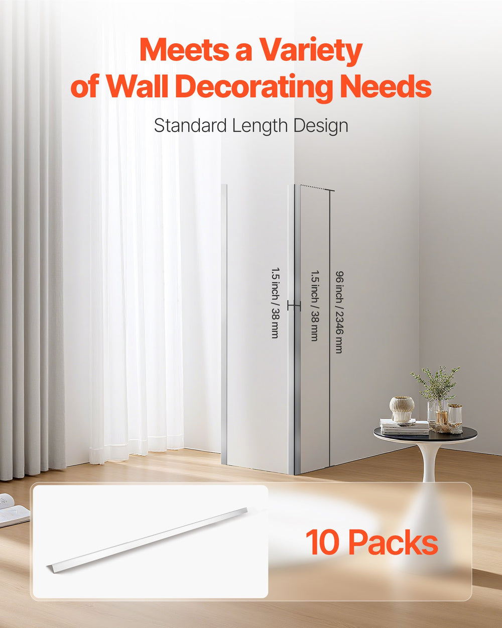 VEVOR Stainless Steel Wall Corner Protector - standard length design (96 inch), 10 pack