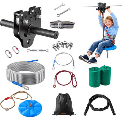 Vevor Zipline Kit 160' Backyard Outdoor Zipline with 6 mm Steel Cable & Swing Seat New