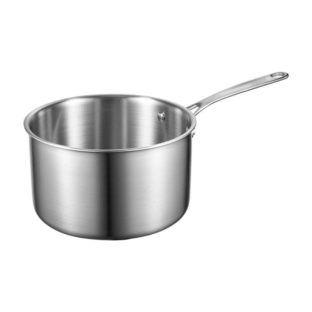 VEVOR 4 QT Saucepan, Stainless Steel Saucepan with Glass Lid, Multipurpose Nonstick Stainless Steel Small Cooking Sauce Pot with Ergonomic Handle, Friendly for Oven, Dishwasher, Induction Cooker