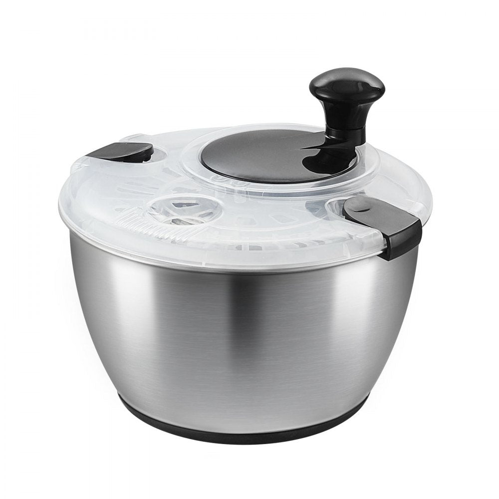 VEVOR Stainless Steel Salad Spinner, 4.75Qt, One-handed Easy Press Large Vegetable Dryer Washer, Lettuce Cleaner and Dryer with 304 Stainless Steel Bowl, for Greens, Herbs, Berries, Fruits, No BPA