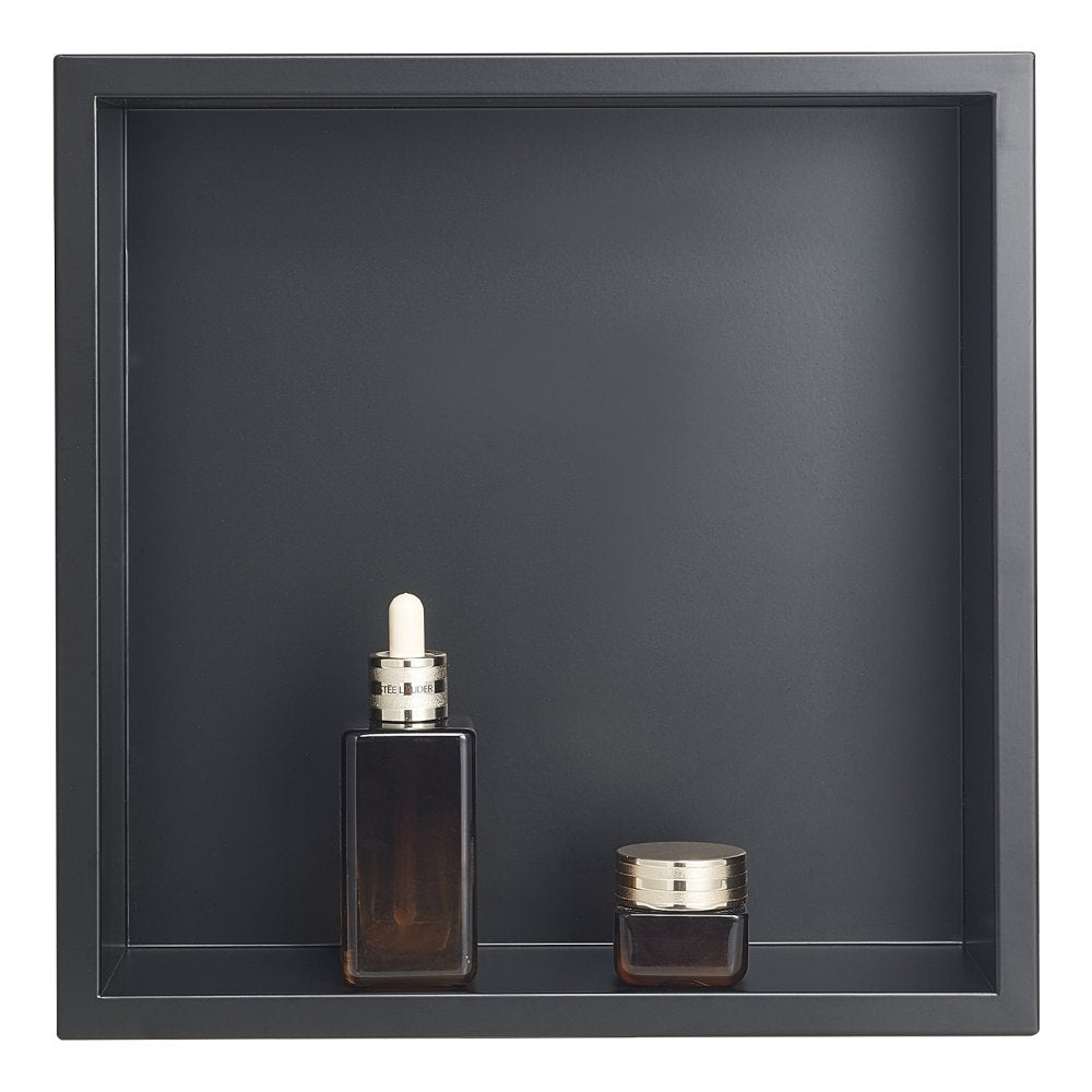 VEVOR Shower Niche, 13 x 13 x 4 inch Recessed Wall Niche, Heavy-duty Stainless Steel Modern Soap & Shampoo Storage Organizer, Sealed Waterproof, Durable & Easy to Install,Black for Bathroom