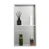 VEVOR Shower Niche, 13 x 25 x 4 inch Recessed Wall Niche Double-layer, with Hollowed-out Divider,Heavy-duty Stainless Steel Modern Shampoo Storage Organizer,Waterproof, Silver for Bathroom