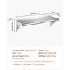 VEVOR Stainless Steel Shelf 12" x 36" Commercial Wall Mount Floating Shelf, Heavy-Duty Storage Rack with Brackets, 300LBS Strong Capacity, Easy to Clean, Suitable for Restaurant, Home Kitchen, Garage