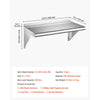 VEVOR Stainless Steel Shelf 12" x 24" Commercial Wall Mount Floating Shelf, Heavy-Duty Storage Rack with Brackets, 250LBS Strong Capacity, Easy to Clean, Suitable for Restaurant, Home Kitchen, Garage