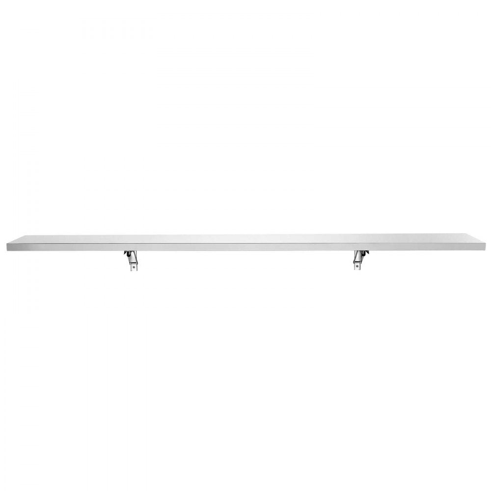 VEVOR Stainless Steel Shelf 12" x 72" Foldable Wall Mount Floating Shelf, Heavy-Duty Commercial Shelves with Brackets, 300LBS Capacity, Easy to Clean, Suitable for Restaurant, Home Kitchen, Garage