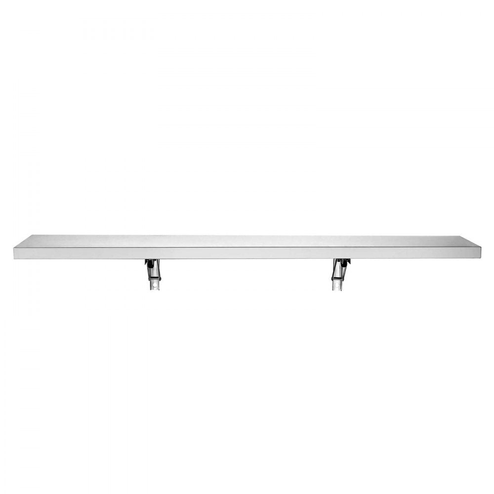 VEVOR Stainless Steel Shelf 12" x 48" Foldable Wall Mount Floating Shelf, Heavy-Duty Commercial Shelves with Brackets, 300LBS Capacity, Easy to Clean, Suitable for Restaurant, Home Kitchen, Garage