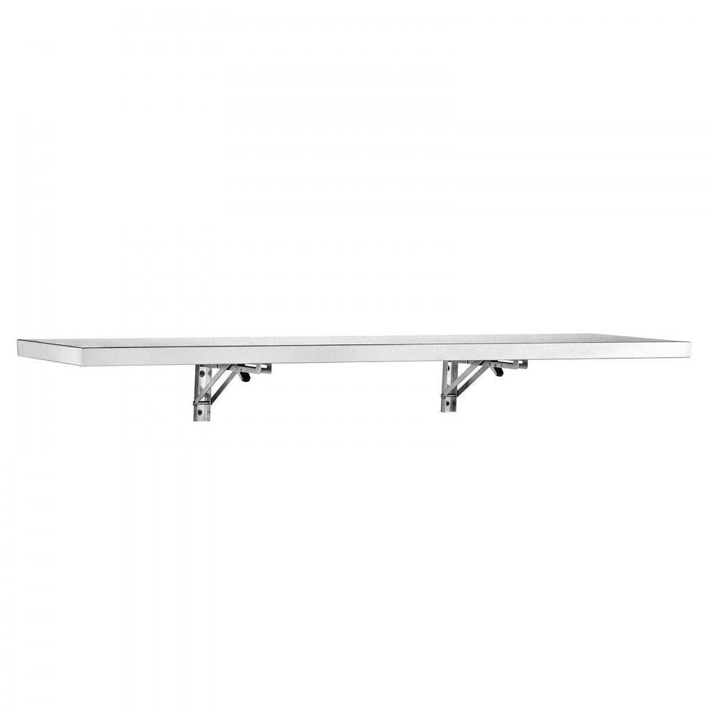 VEVOR Stainless Steel Shelf 12" x 48" Foldable Wall Mount Floating Shelf, Heavy-Duty Commercial Shelves with Brackets, 300LBS Capacity, Easy to Clean, Suitable for Restaurant, Home Kitchen, Garage