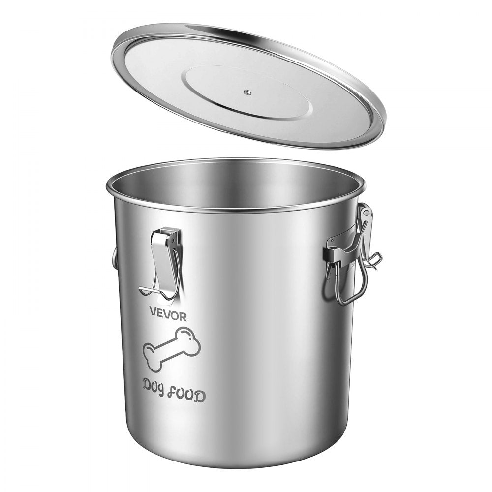 VEVOR Stainless Steel Dog Food Storage Container 17 lbs/5.28 Gal Capacity, for Living Room Kitchen, Airtight Lid & Dual Handles, 20L Large Metal for Dogs & Cats Food Rice Flour, Keep Fresh, Easy Clean