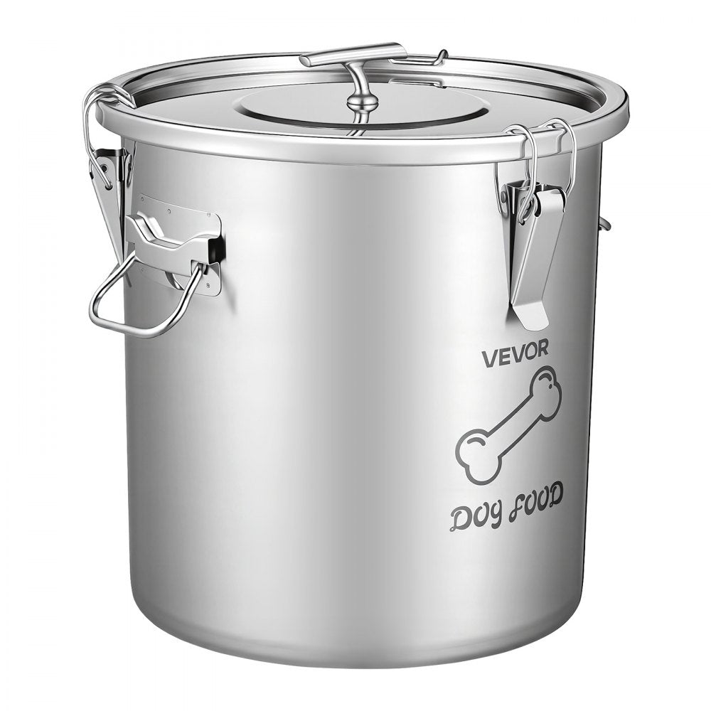 VEVOR Stainless Steel Dog Food Storage Container 17 lbs/5.28 Gal Capacity, for Living Room Kitchen, Airtight Lid & Dual Handles, 20L Large Metal for Dogs & Cats Food Rice Flour, Keep Fresh, Easy Clean