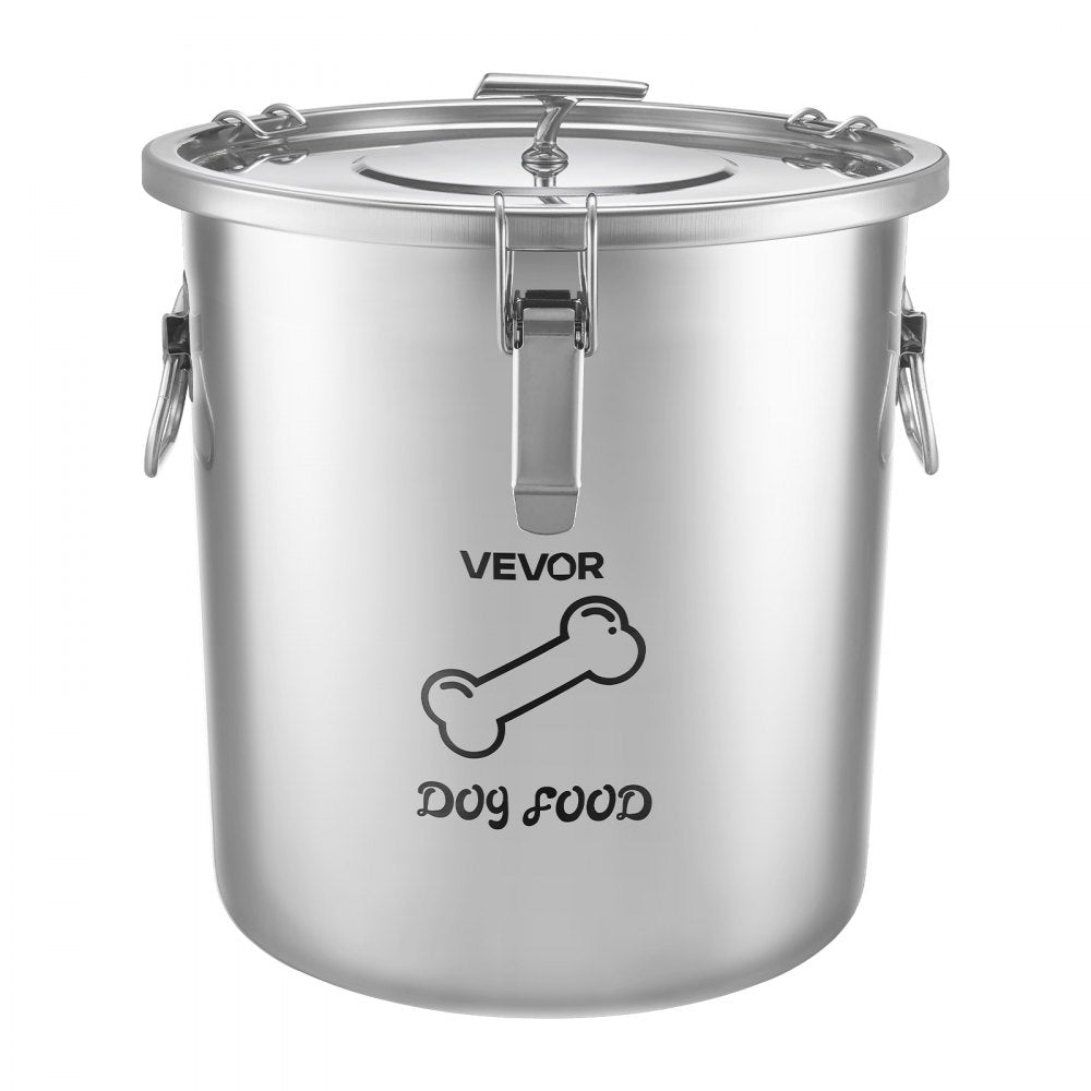 VEVOR Stainless Steel Dog Food Storage Container 17 lbs/5.28 Gal Capacity, for Living Room Kitchen, Airtight Lid & Dual Handles, 20L Large Metal for Dogs & Cats Food Rice Flour, Keep Fresh, Easy Clean