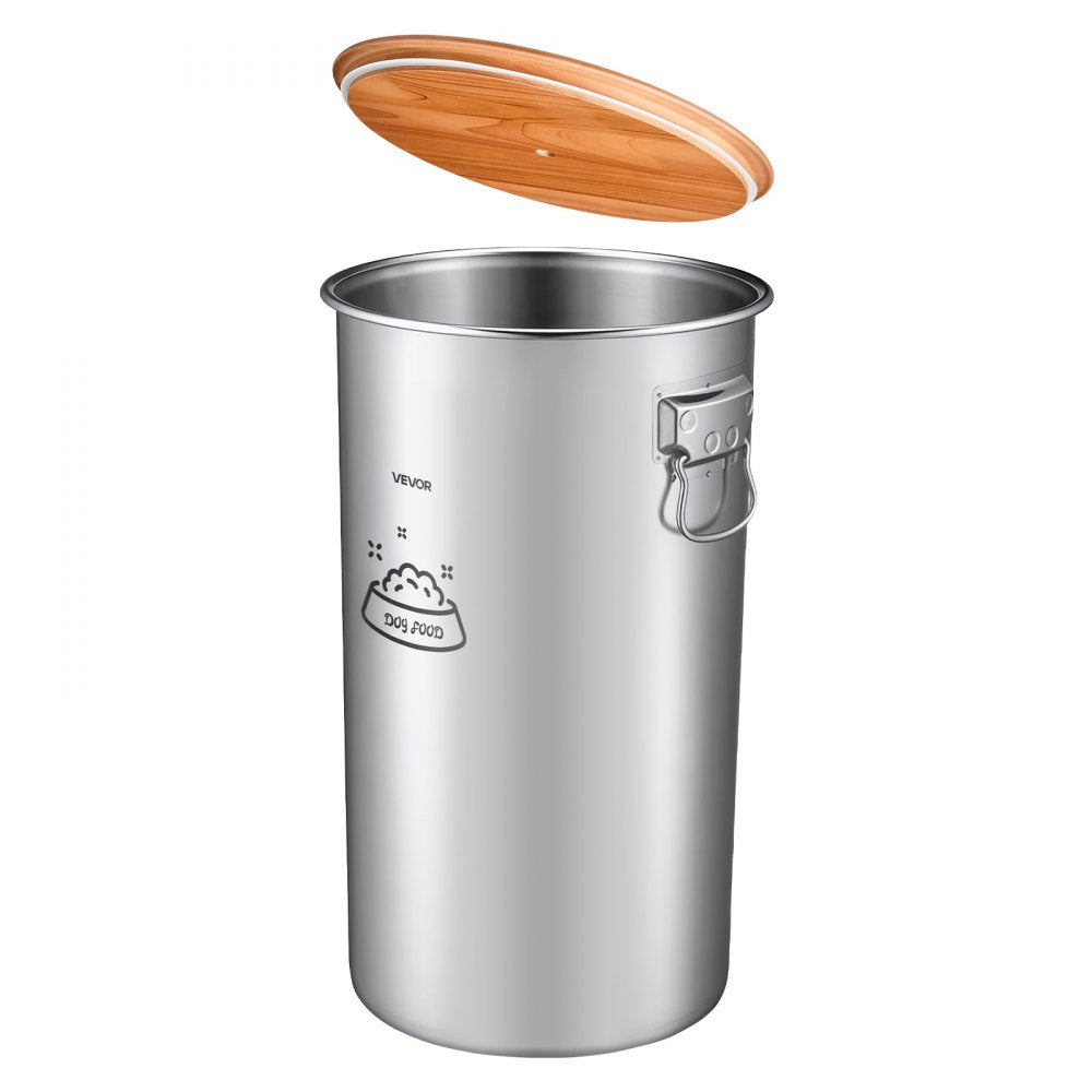 VEVOR Stainless Steel Dog Food Storage Container 30 lbs/9.25 Gal Capacity, for Living Room Kitchen, Airtight Lid & Dual Handles, 35L Large Metal for Dogs & Cats Food Rice Flour, Keep Fresh, Easy Clean