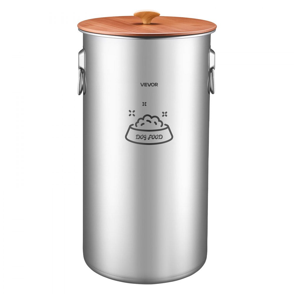 VEVOR Stainless Steel Dog Food Storage Container 30 lbs/9.25 Gal Capacity, for Living Room Kitchen, Airtight Lid & Dual Handles, 35L Large Metal for Dogs & Cats Food Rice Flour, Keep Fresh, Easy Clean