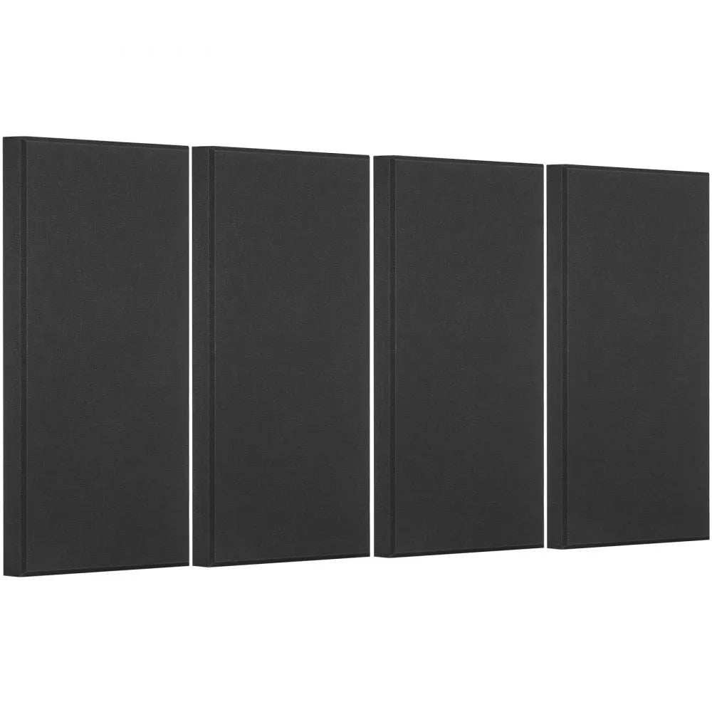 VEVOR 4 PCS Acoustic Panels, 2 inch Thick 23.6 x 11.8 inch Fiberglass Sound Absorbing Panels, Self-adhesive Soundproof Wall Boards, for Studios, Office, Home Theater,Meeting Room, Black